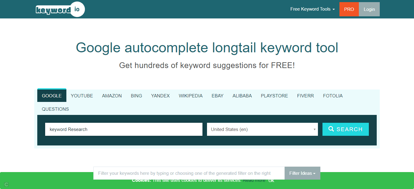 keyword.io tool